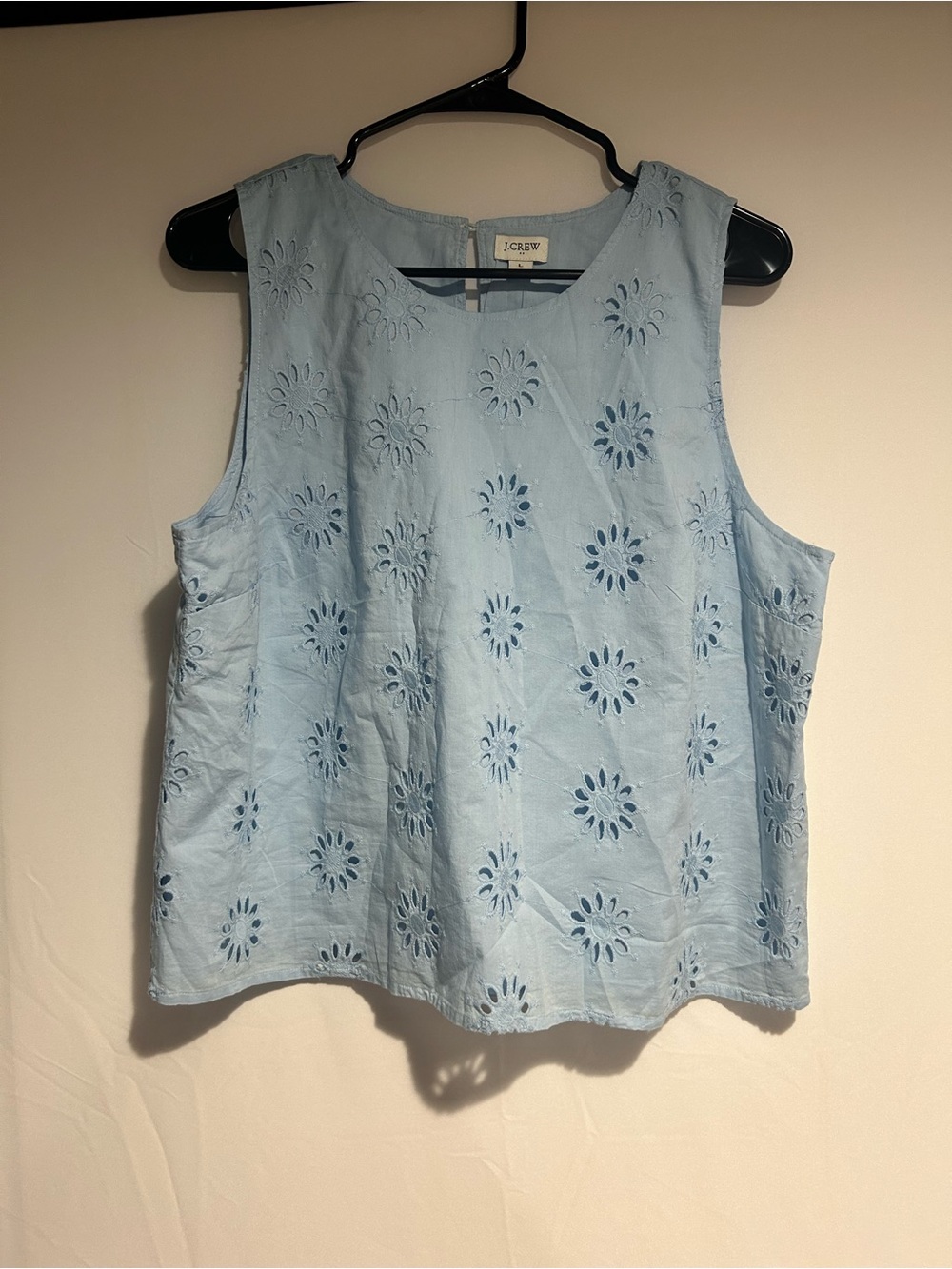 J. Crew Sky Blue Eyelet Cotton Sleeveless Camisole